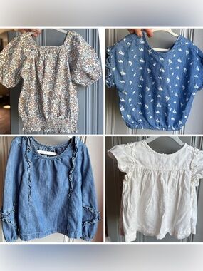 GAP/Little Co/Old Navy Girls Size 5 Mixed 4 Piece Shirt Lot Floral Neutrals